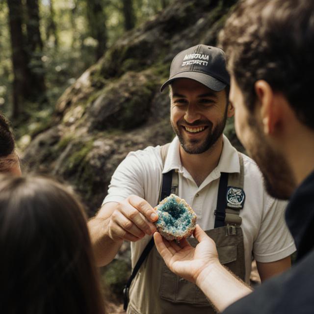 Guida di Mineralia Sport che mostra un cristallo